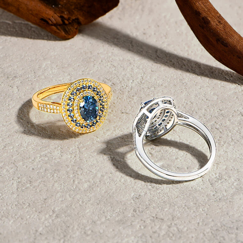 Fascia con Moissaniti Blu Zaffiro Ceylon e D color