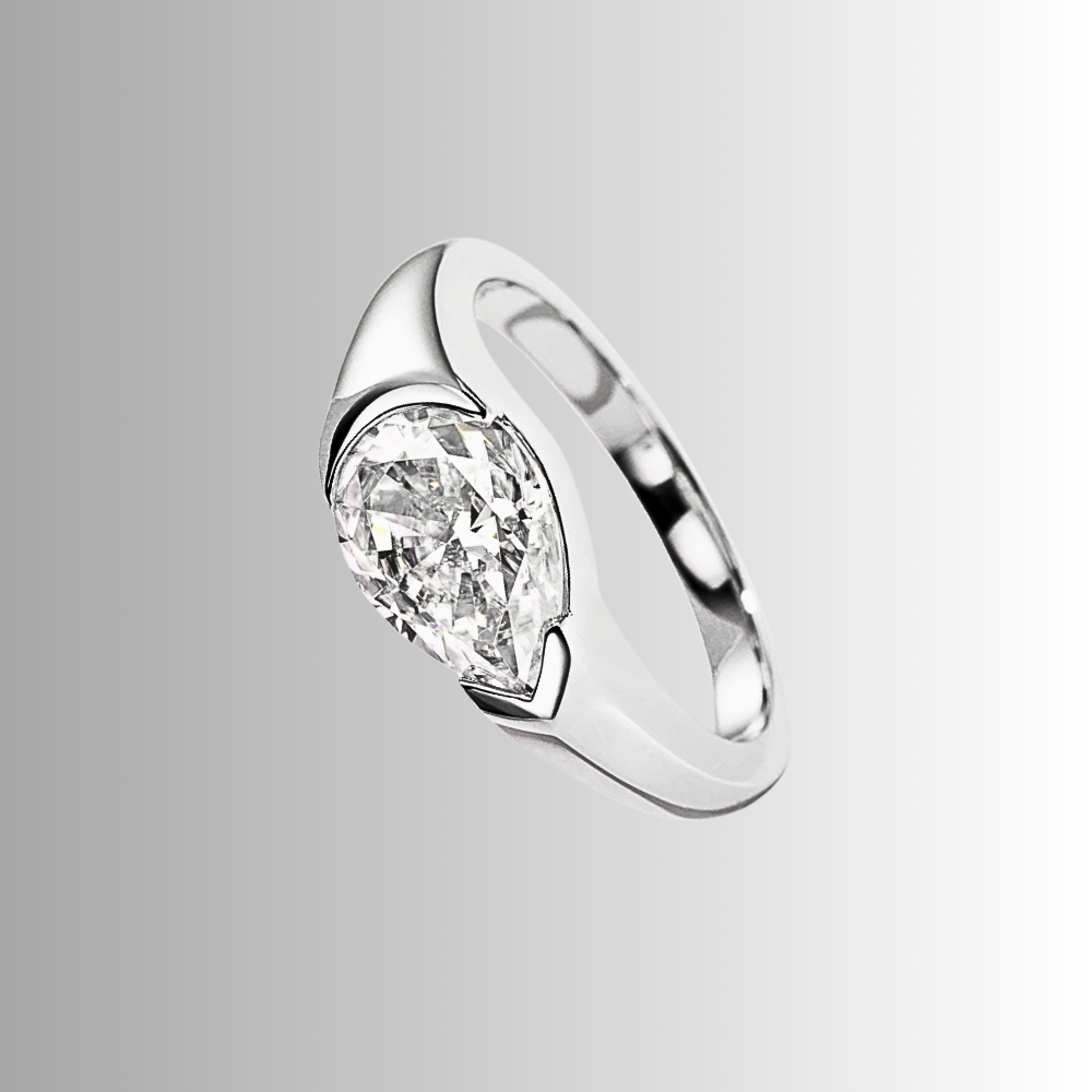 Fede con Moissanite Taglio Goccia di ct 2,50