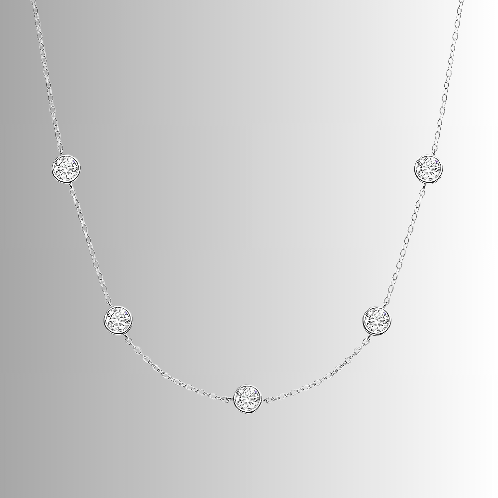 Collana con 5 Castoni Tondi con Moissanite per ct 2,50