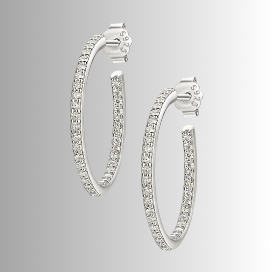 Orecchini a Cerchio Aperto con Striscia di Moissaniti