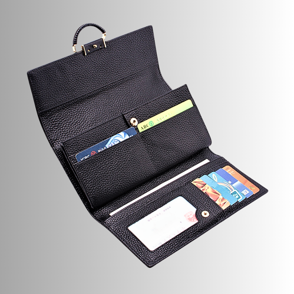 Cartera de piel de vacuno auténtica con textura de cocodrilo