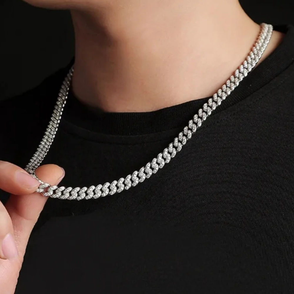 Bracciale e Collana a Maglia Groumette con Moissaniti