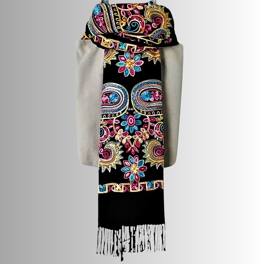 Pashmina Misto Lana Ricamata a Mano