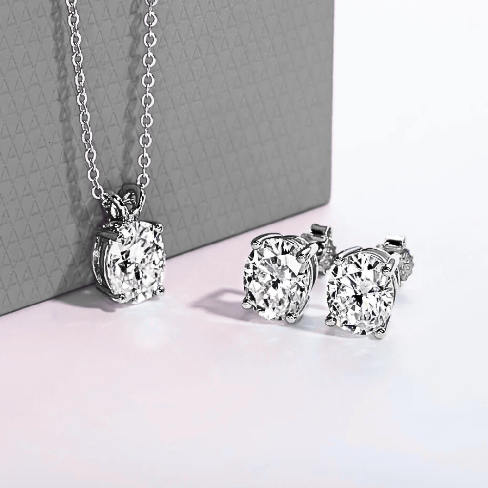 Parure Collana e Orecchini con Moissaniti Ovali