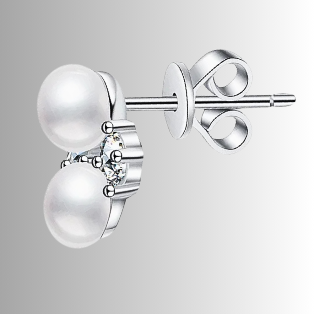 Orecchini a Perno con Moissaniti e Perle Naturali