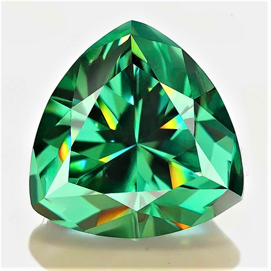 Moissanite Verde Smeraldo Taglio Trillion Certificata