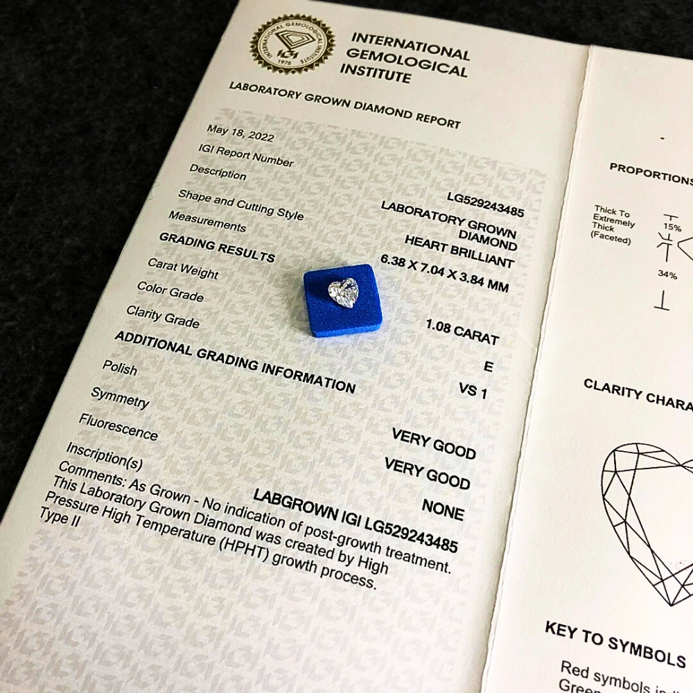 Diamanti Lab Grown Taglio Cuore da ct 1,00 a ct 5,00