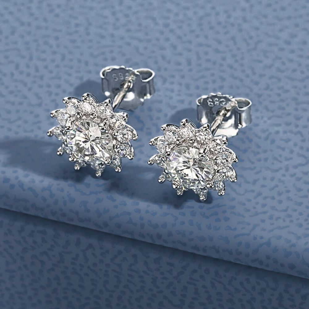 Orecchini a Girasole con Moissaniti per ct 1,00