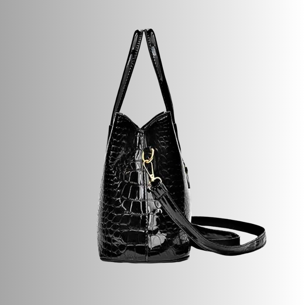Borsa Tote Verniciata con Lavorazione Coccodrillo