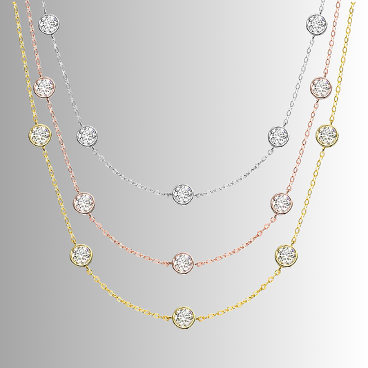 Collana con 5 Castoni Tondi con Moissanite per ct 2,50