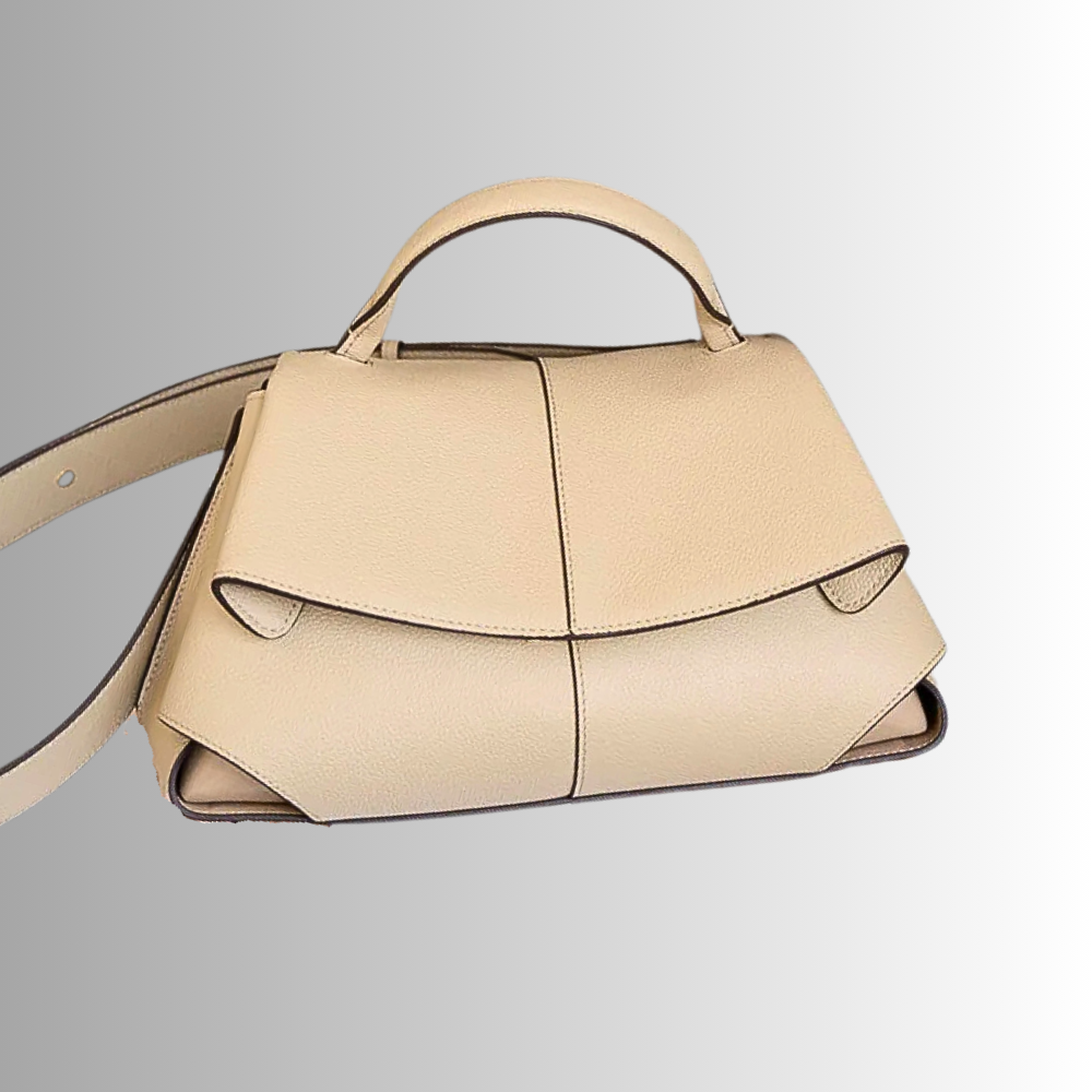 Borsa a Trapezio in Fiore di Pelle di Vitellino