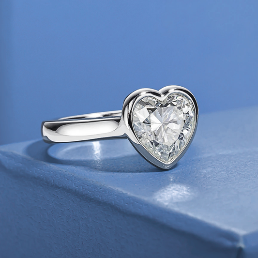 Solitario con Moissanite a Cuore di ct 3,00