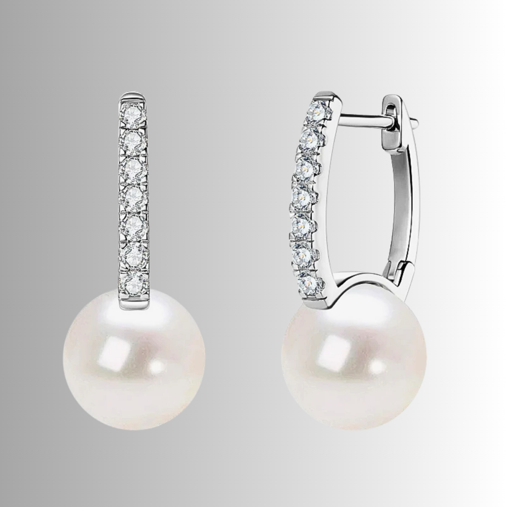 Orecchini a Barretta con Moissanite e Perle Naturali