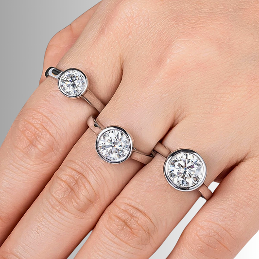 Solitario con Castone Tondo in Moissanite