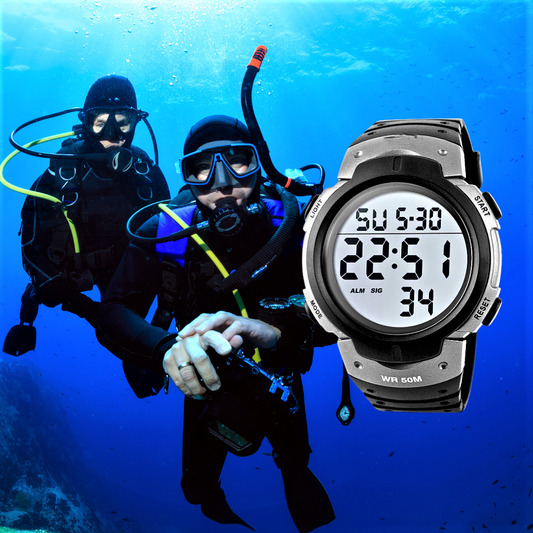 Cronógrafo Digital "VR 50M" Estilo Inconfundible Resistente al Agua 