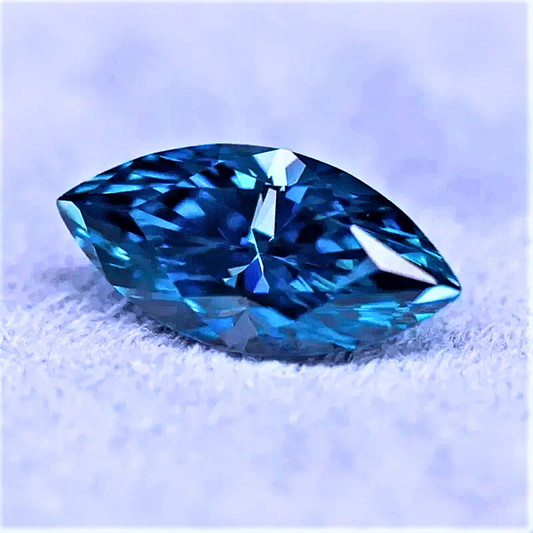 Moissanite Blu Zaffiro Taglio Marquise Certificata