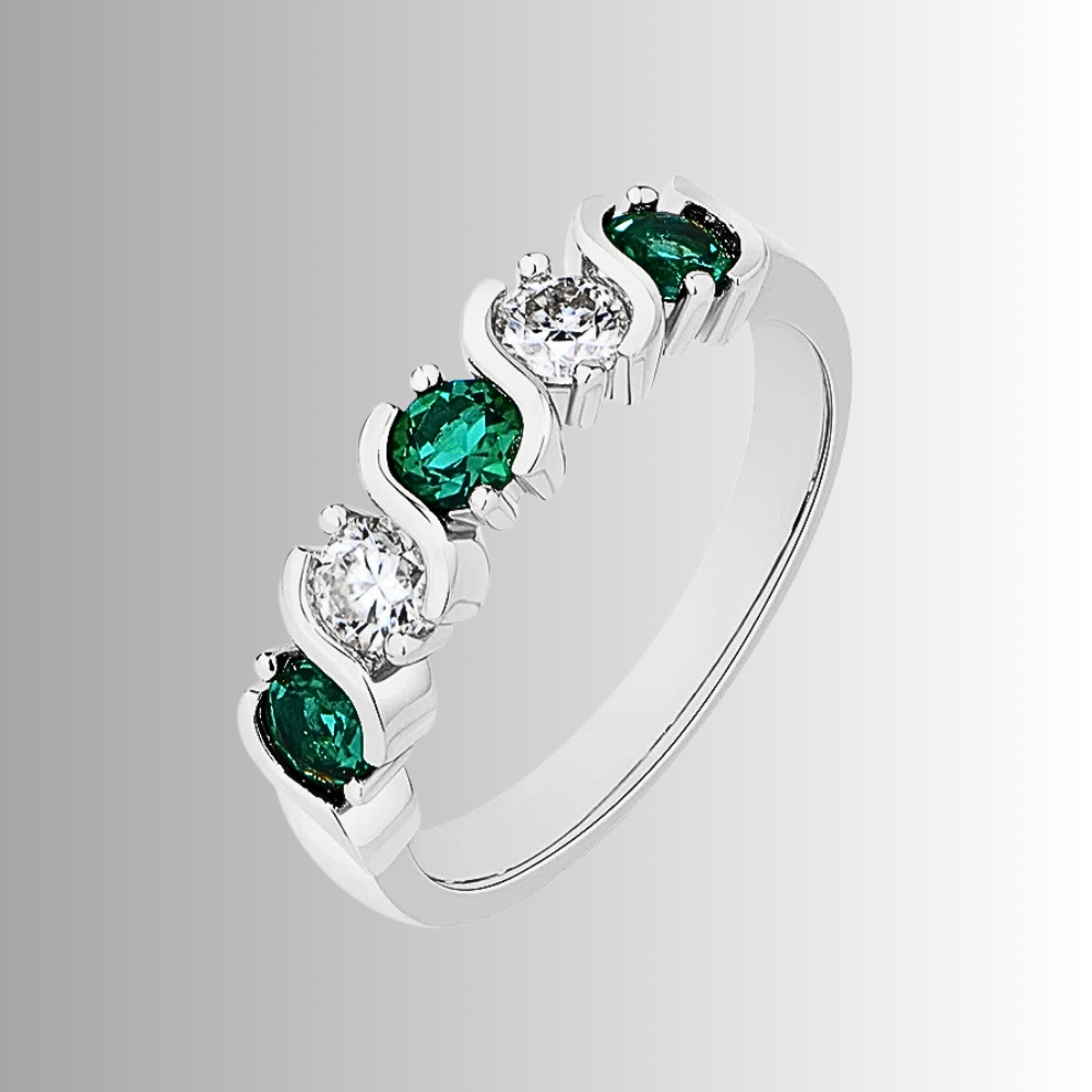 Fede a 5 pietre Bicolore in Mossanite