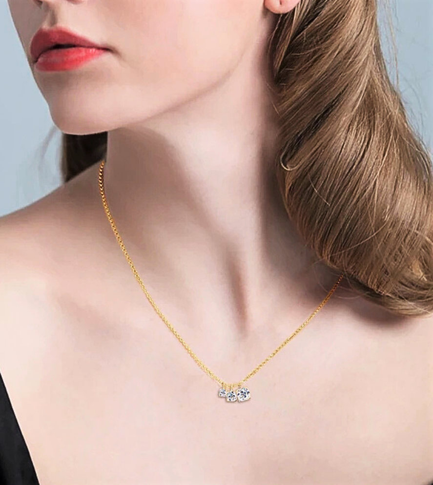 Collana a Tre Ciondoli con Moissaniti per ct 0,90