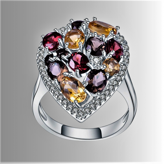 Anillo "Puzzle" con Piedras Semipreciosas Naturales 