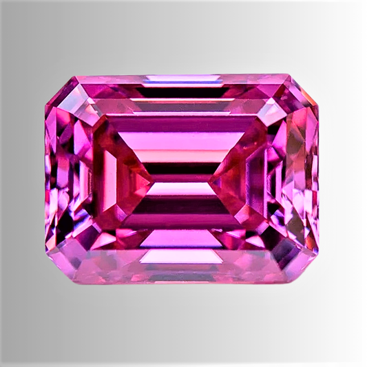 Moissanite Rosa Intenso Taglio Smeraldo Certificata