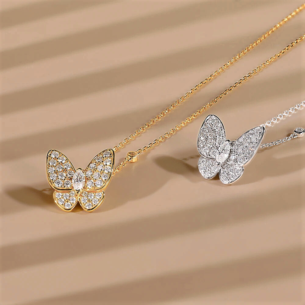 Collana con Farfalla in Pavè di Moissanite per ct 0,70