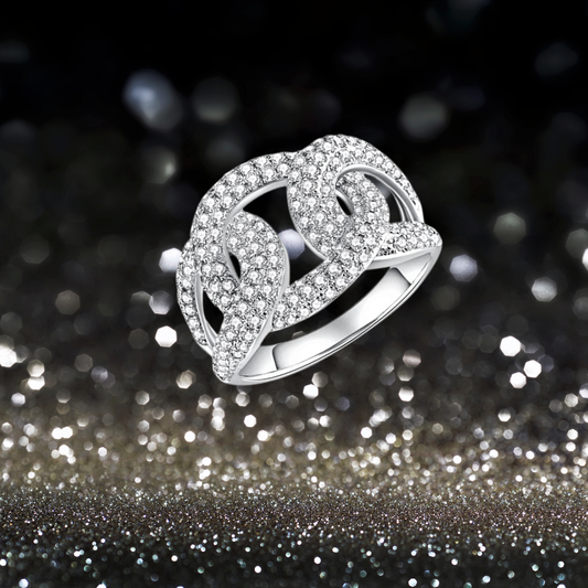 Anello a Maglia Ovale Rigida con Moissanite D Color Certificata