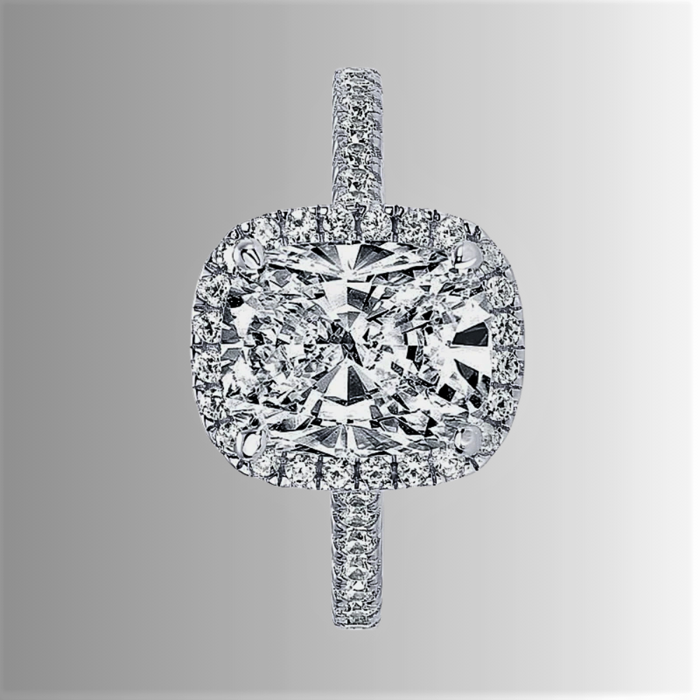 Anello con Moissanite taglio cuscino da ct 4.00