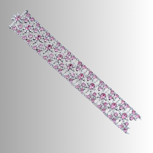Bracciale a Fascia con Zaffiri Rosa creati in Laboratorio