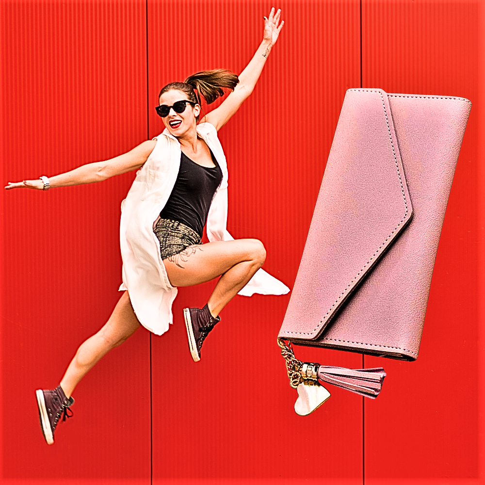 Portafoglio a Busta con Nappe e Cuori