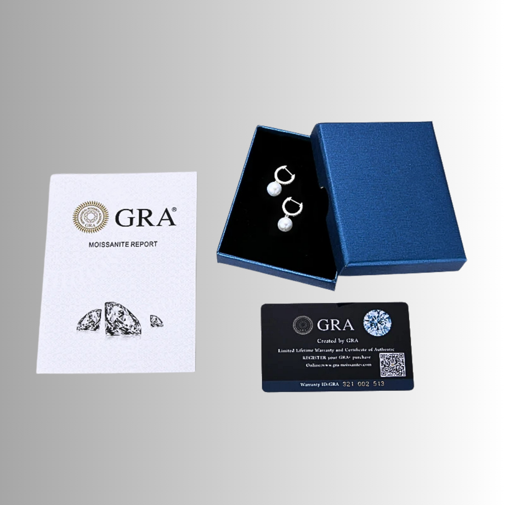 Orecchini ad Anello Ovale con Moissaniti e Perle Naturali