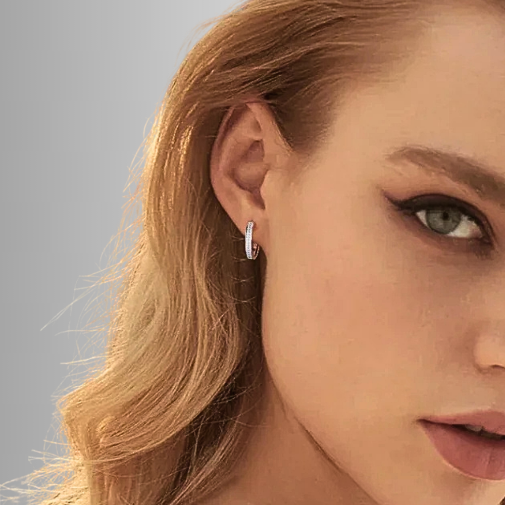 Orecchini a Cerchio con due file di Moissaniti per ct 0,34