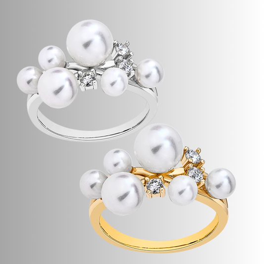 Anello con Perle Naturali e Moissaniti