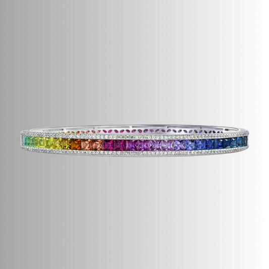 Bracciale con Zaffiri Multicolor creati in Laboratorio Taglio Princess