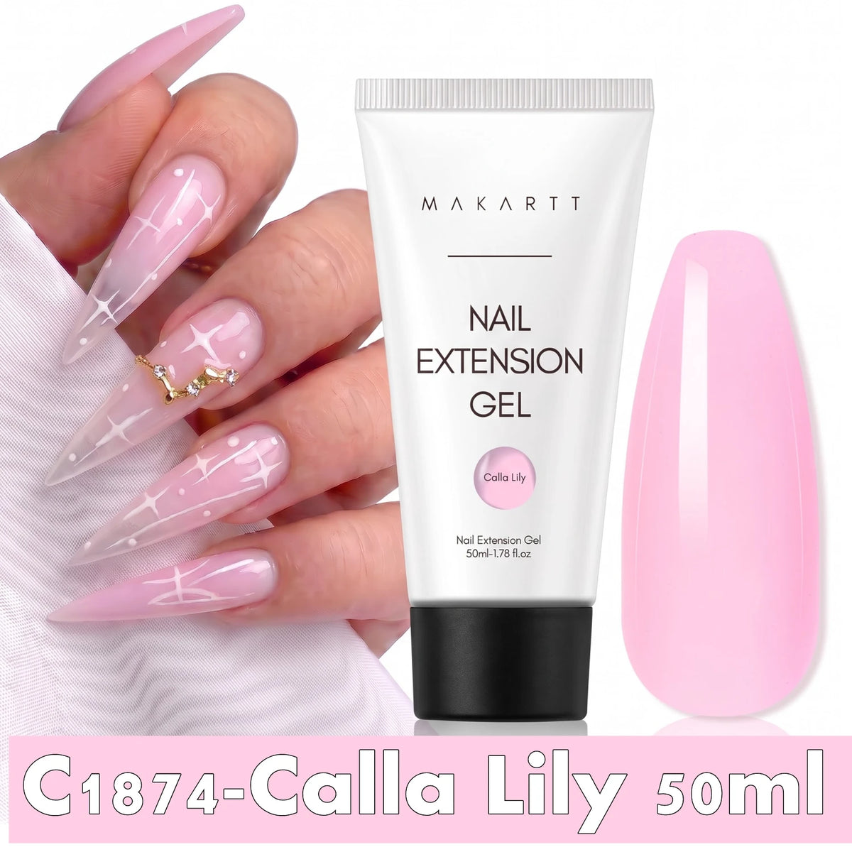 Makartt HEMA-Free Poly Nail Extension Gel 50ml, Hybrid Acrygel Builder Multi-Color, Long-Lasting French Manicure DIY Nail Art