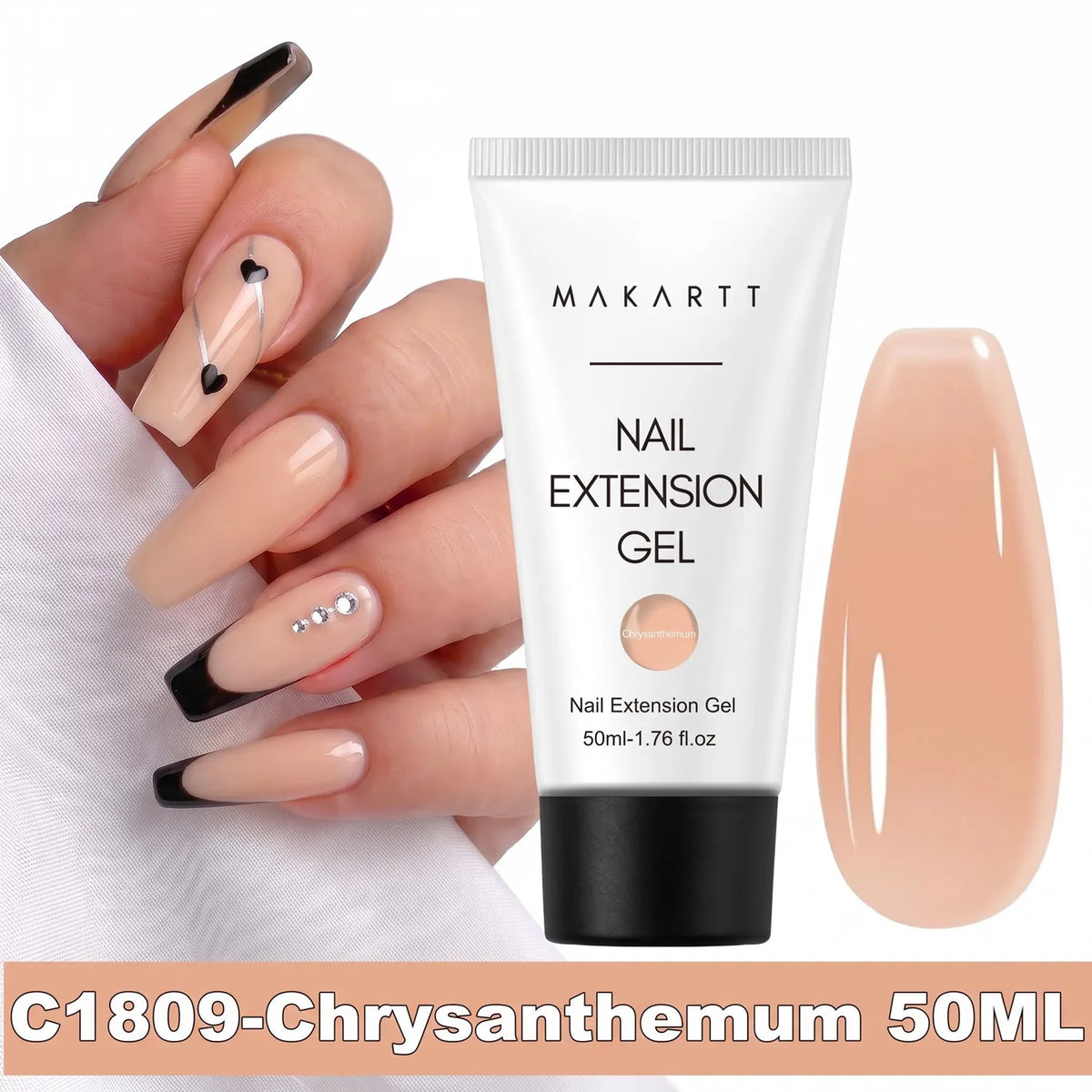 Makartt HEMA-Free Poly Nail Extension Gel 50ml, Hybrid Acrygel Builder Multi-Color, Long-Lasting French Manicure DIY Nail Art