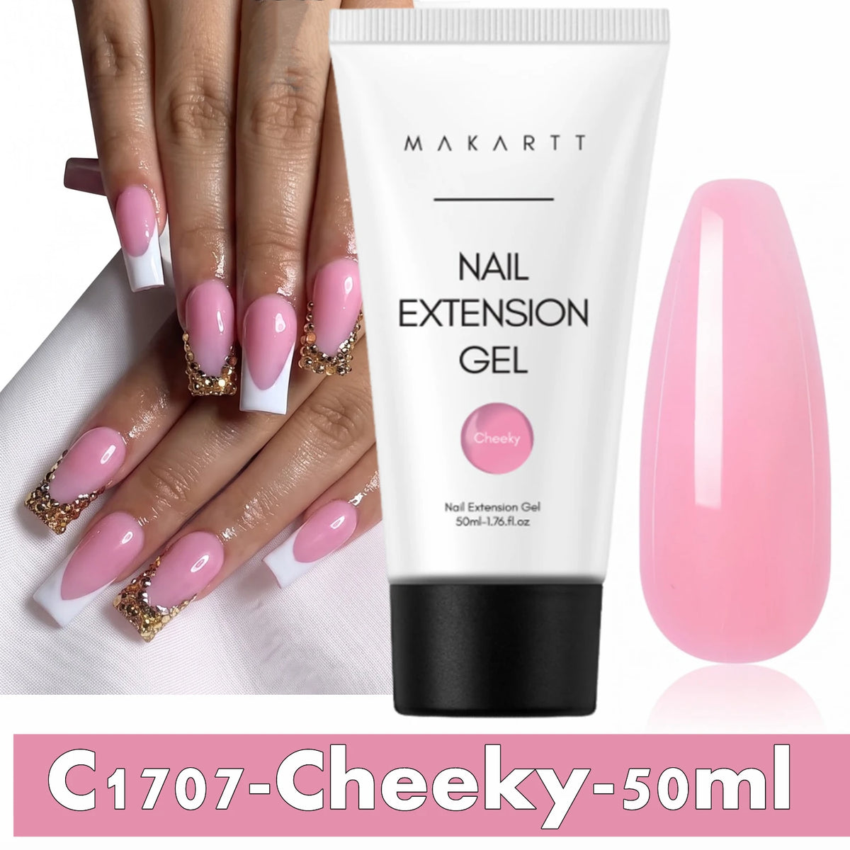 Makartt HEMA-Free Poly Nail Extension Gel 50ml, Hybrid Acrygel Builder Multi-Color, Long-Lasting French Manicure DIY Nail Art
