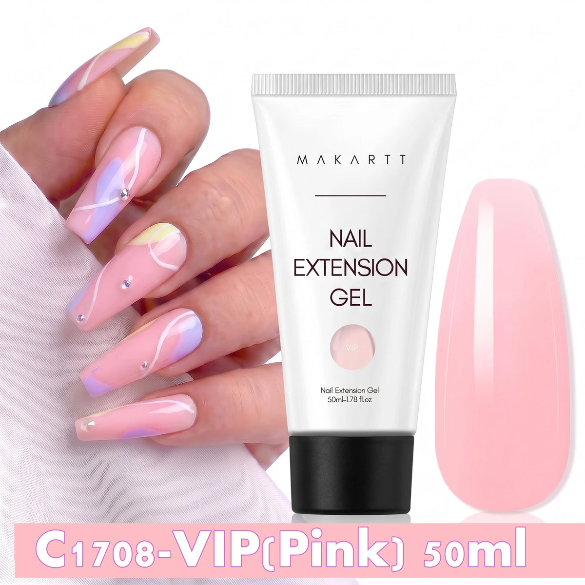 Makartt HEMA-Free Poly Nail Extension Gel 50ml, Hybrid Acrygel Builder Multi-Color, Long-Lasting French Manicure DIY Nail Art