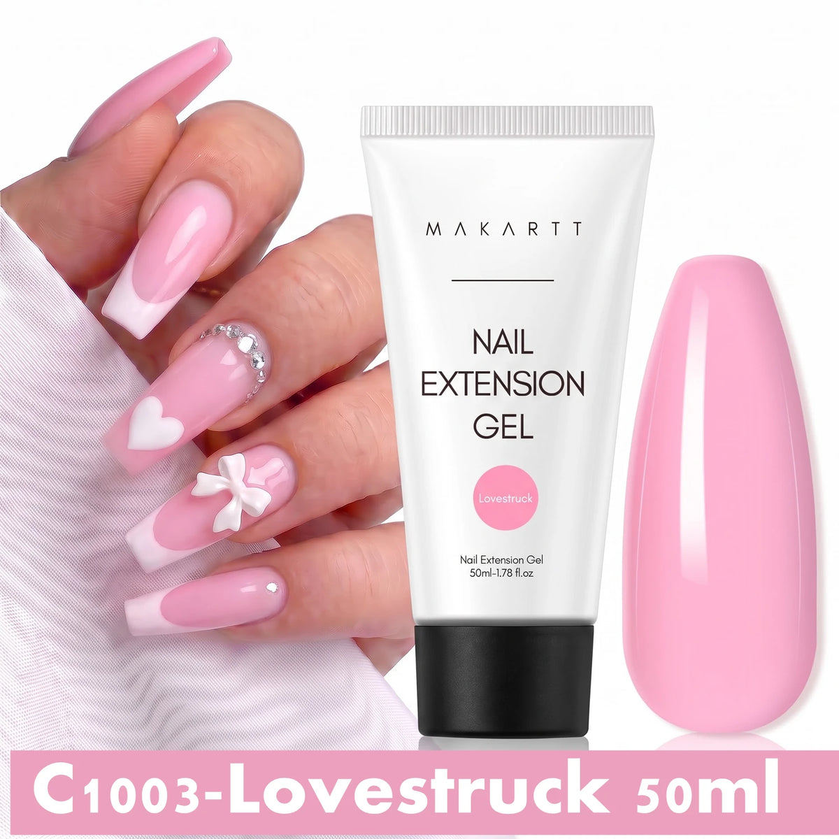 Makartt HEMA-Free Poly Nail Extension Gel 50ml, Hybrid Acrygel Builder Multi-Color, Long-Lasting French Manicure DIY Nail Art