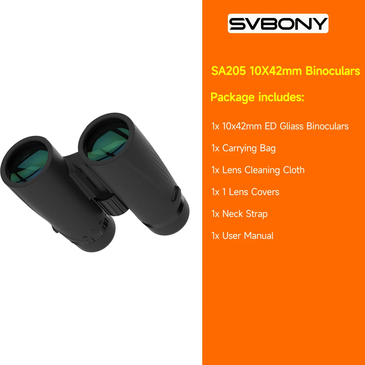 Svbony SA205 Binoculars 8X42/10X42 ED Flat-field Professional IPX7 Waterproof BAK4,Bird Watching,Stargazing,Camping,Astronomy