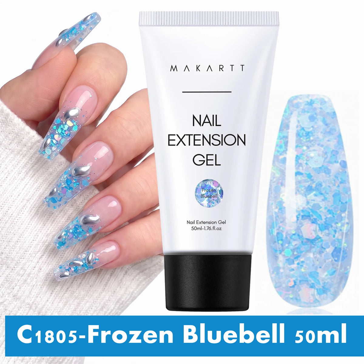 Makartt HEMA-Free Poly Nail Extension Gel 50ml, Hybrid Acrygel Builder Multi-Color, Long-Lasting French Manicure DIY Nail Art