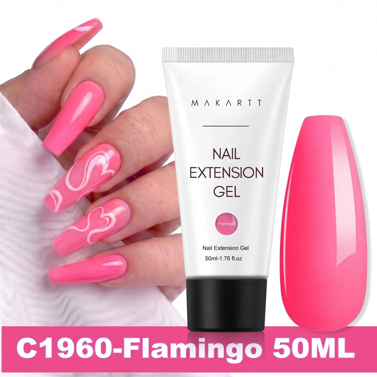 Makartt HEMA-Free Poly Nail Extension Gel 50ml, Hybrid Acrygel Builder Multi-Color, Long-Lasting French Manicure DIY Nail Art