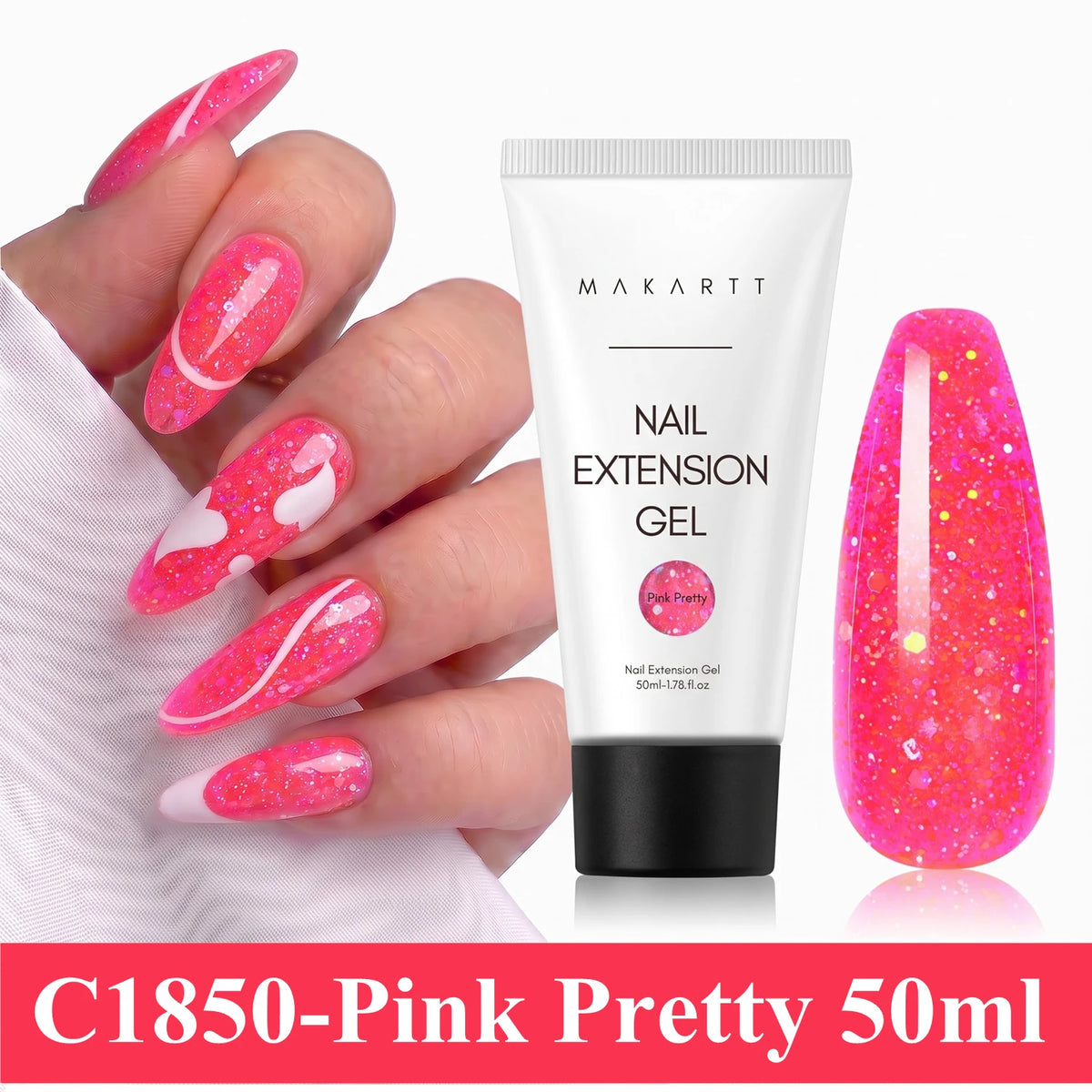Makartt HEMA-Free Poly Nail Extension Gel 50ml, Hybrid Acrygel Builder Multi-Color, Long-Lasting French Manicure DIY Nail Art