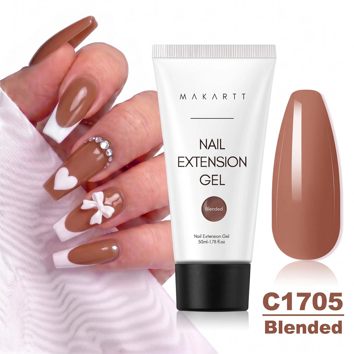 Makartt HEMA-Free Poly Nail Extension Gel 50ml, Hybrid Acrygel Builder Multi-Color, Long-Lasting French Manicure DIY Nail Art