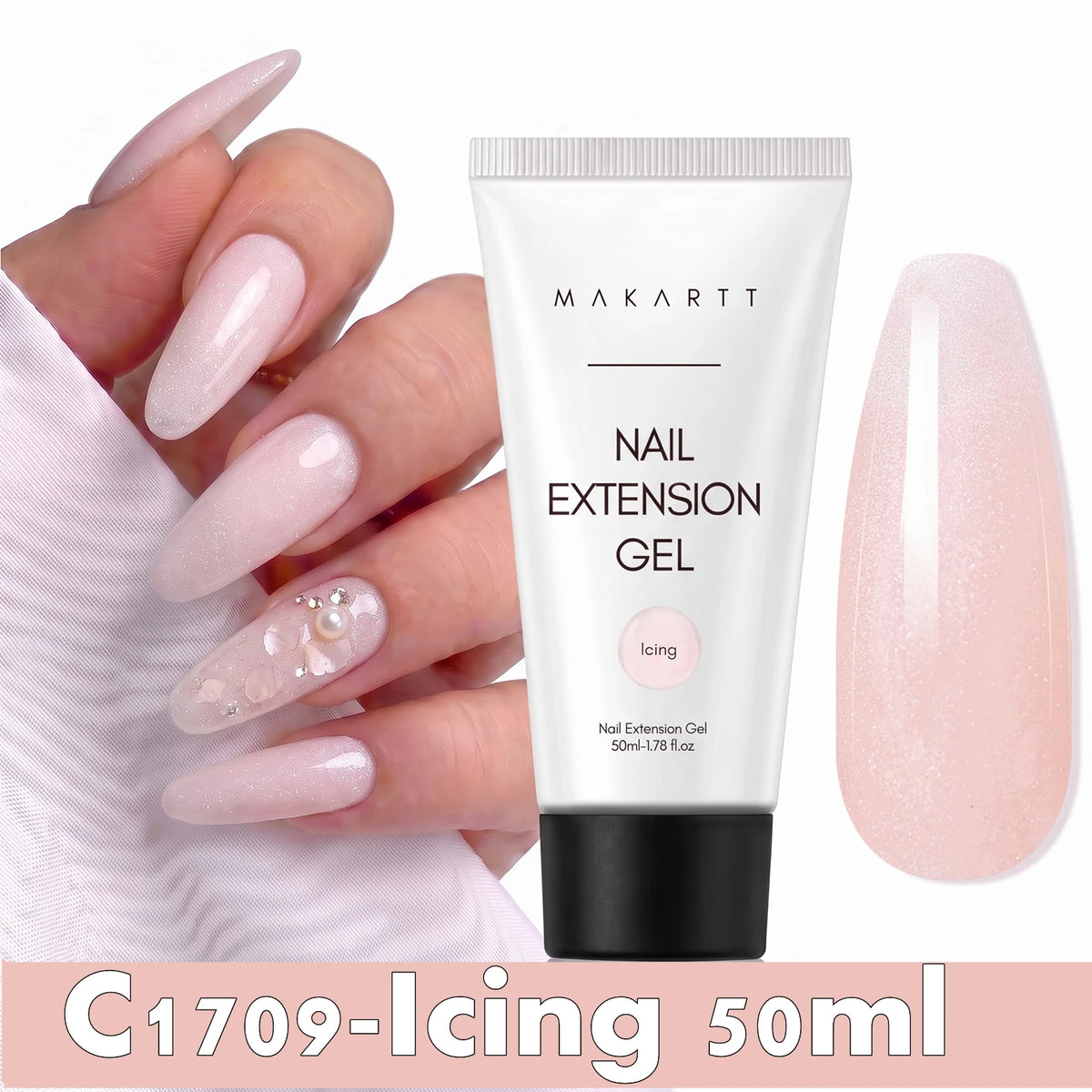 Makartt HEMA-Free Poly Nail Extension Gel 50ml, Hybrid Acrygel Builder Multi-Color, Long-Lasting French Manicure DIY Nail Art