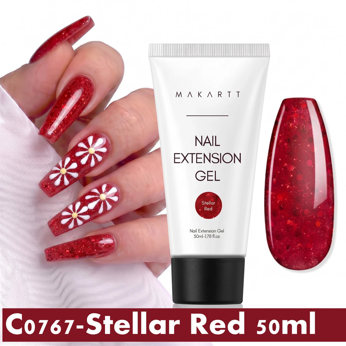 Makartt HEMA-Free Poly Nail Extension Gel 50ml, Hybrid Acrygel Builder Multi-Color, Long-Lasting French Manicure DIY Nail Art