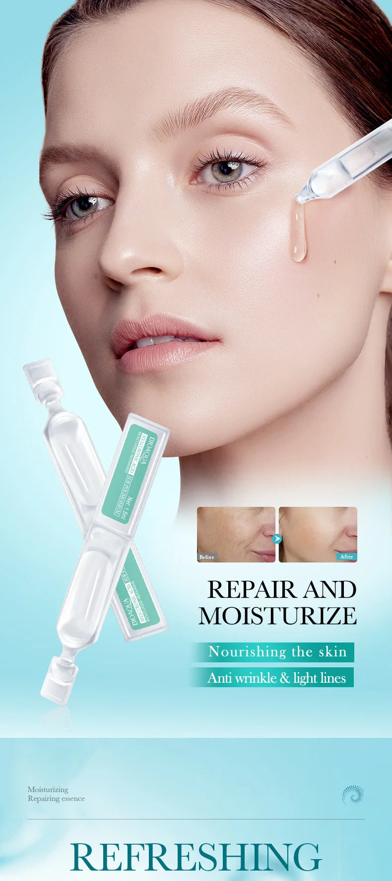 Hyaluronic Acid Hydrating & Repair Vial Serum – Single-Dose Lasting Deep Moisture Skin Barrier Restoring Soothing & Gentle Care