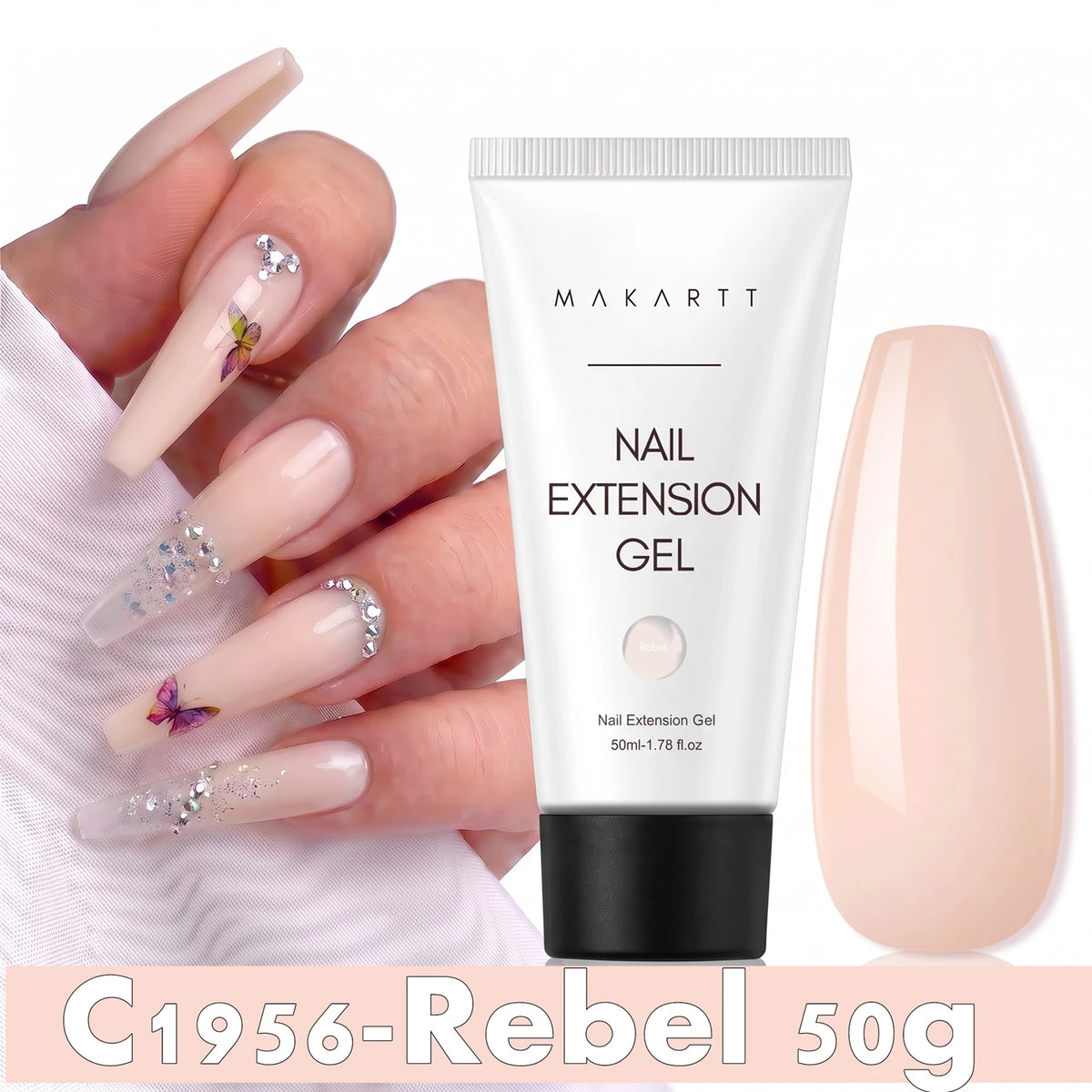 Makartt HEMA-Free Poly Nail Extension Gel 50ml, Hybrid Acrygel Builder Multi-Color, Long-Lasting French Manicure DIY Nail Art