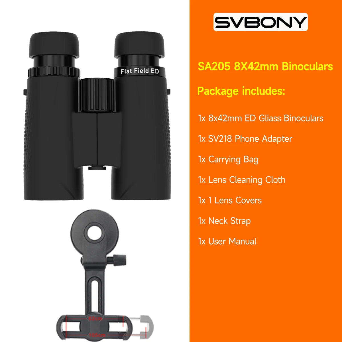 Svbony SA205 Binoculars 8X42/10X42 ED Flat-field Professional IPX7 Waterproof BAK4,Bird Watching,Stargazing,Camping,Astronomy