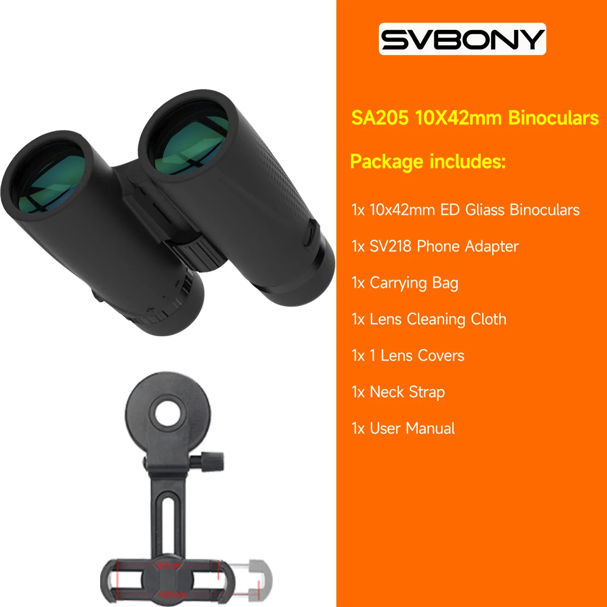 Svbony SA205 Binoculars 8X42/10X42 ED Flat-field Professional IPX7 Waterproof BAK4,Bird Watching,Stargazing,Camping,Astronomy