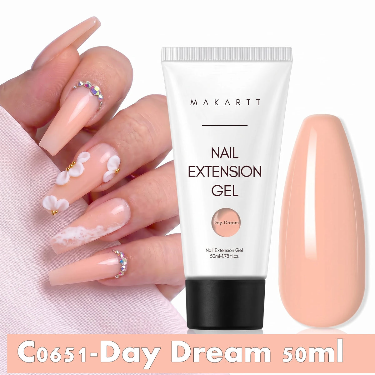 Makartt HEMA-Free Poly Nail Extension Gel 50ml, Hybrid Acrygel Builder Multi-Color, Long-Lasting French Manicure DIY Nail Art